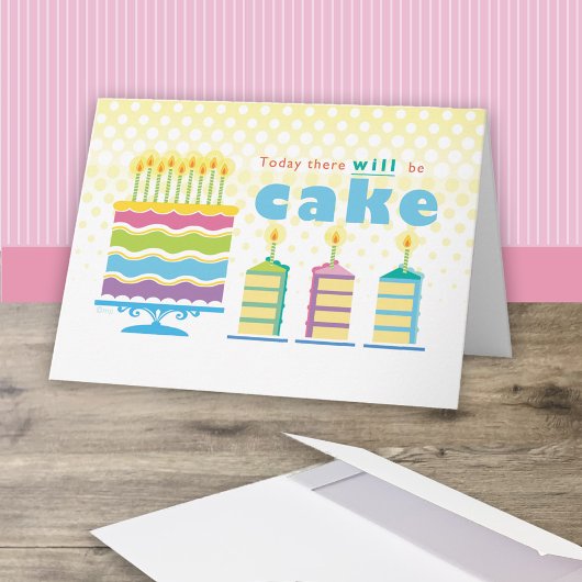 お誕生日ケーキ祝イエローブルー カード