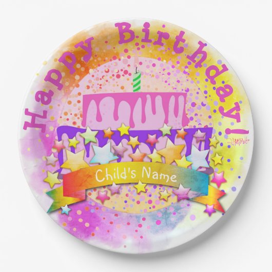 お誕生日ケーキ紙プレート- HAMbWG ペーパープレート (正面)