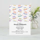 お誕生日ケーキ紙吹雪虹 招待状 (スタンド正面)