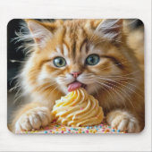 お誕生日ケーキ舐めながら生姜の子猫 マウスパッド (正面)