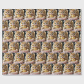 お誕生日ケーキ舐めながら生姜の子猫 ラッピングペーパー (フラット)