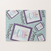 お誕生日ケーキ誕生日カード ジグソーパズル (横)