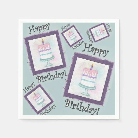 お誕生日ケーキ誕生日カード スタンダードカクテルナプキン (正面)