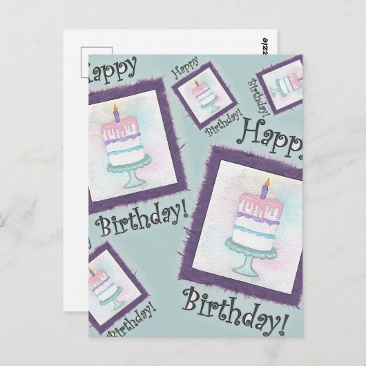 お誕生日ケーキ誕生日カード ポストカード (正面/裏面)