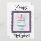 お誕生日ケーキ誕生日カード 招待状 (正面/裏面)