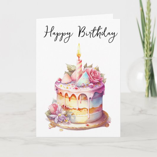 お誕生日ケーキ誕生日グリーティングカード シーズンカード (正面)
