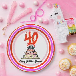 お誕生日ケーキ40キャンドル ペーパープレート