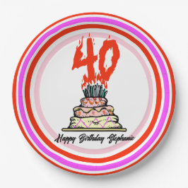 お誕生日ケーキ40キャンドル ペーパープレート