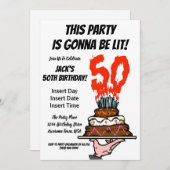 お誕生日ケーキ50キャンドルカード付き 招待状 (正面/裏面)