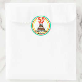 お誕生日ケーキ50キャンドル ラウンドシール