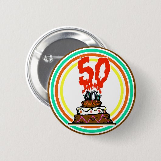 お誕生日ケーキ50キャンドル 缶バッジ (正面&裏面)