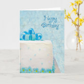 お誕生日ケーキ(つや消し弓) カード (黄色い花)