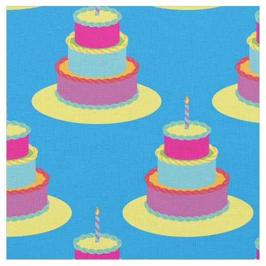お誕生日ケーキ カラフル ファブリック (クローズアップ)