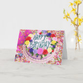 お誕生日ケーキ カード (黄色い花)