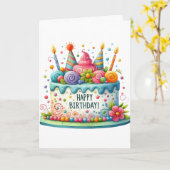 お誕生日ケーキ カード (黄色い花)