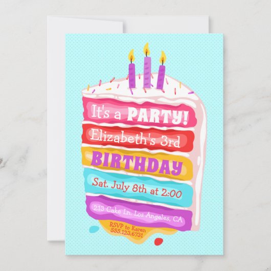 お誕生日ケーキ&キャンドルパーティの招待状 招待状 (正面)