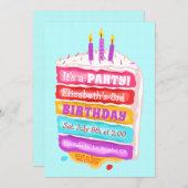 お誕生日ケーキ&キャンドルパーティの招待状 招待状 (正面/裏面)