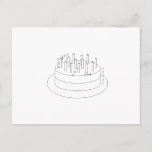 お誕生日ケーキ – ドラフトされた建築スタイル ポストカード