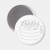 お誕生日ケーキ – ドラフトされた建築スタイル マグネット (正面/裏面)