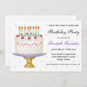 お誕生日ケーキ(ハートかわいらしとキャンドル) 招待状 (正面/裏面)