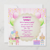 お誕生日ケーキ&バルーンズガールズパーティー招待状 招待状 (正面)