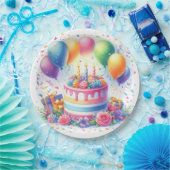 お誕生日ケーキ ペーパープレート (パーティー)
