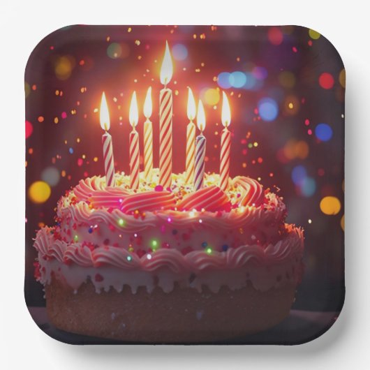 お誕生日ケーキ ペーパープレート (正面)