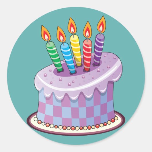 お誕生日ケーキ ラウンドシール (正面)