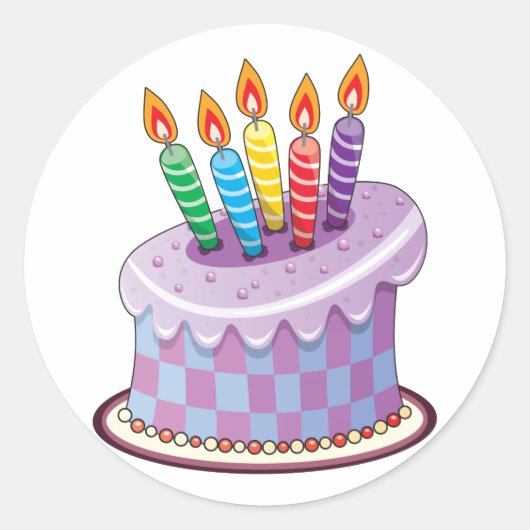 お誕生日ケーキ ラウンドシール (正面)