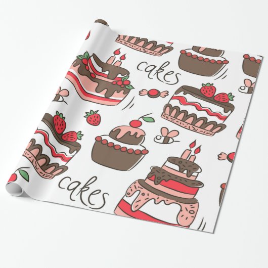 お誕生日ケーキ ラッピングペーパー (アンロールド)