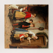 お誕生日ケーキ、ヴィンテージ絵画ズ ジグソーパズル (横)