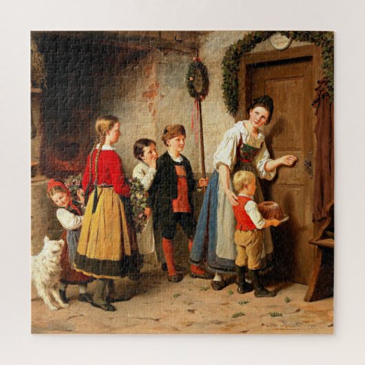 お誕生日ケーキ、ヴィンテージ絵画ズ ジグソーパズル (縦)