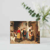 お誕生日ケーキ、ヴィンテージ絵画ズ ポストカード (スタンド正面)