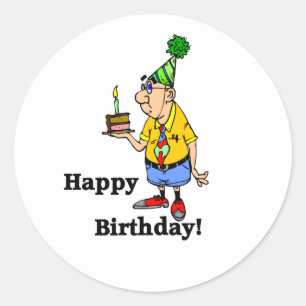 お誕生日ケーキ-人 ラウンドシール