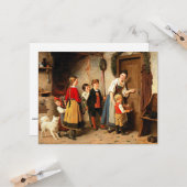 お誕生日ケーキ、素晴らしヴィンテージ絵画ズ カード (正面/裏面インサイチュ)