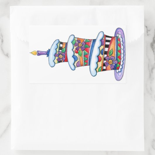 お誕生日ケーキ 長方形シール (バッグ)