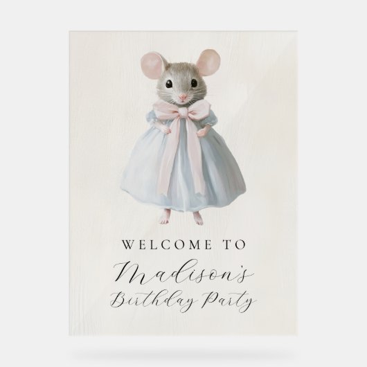 お誕生日ネズミ ビクトリアン 誕生日 アクリルサイン (正面)