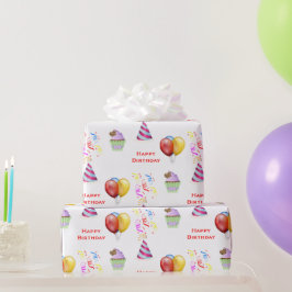 お誕生日パターンのクラフトやギフト用 ラッピングペーパー