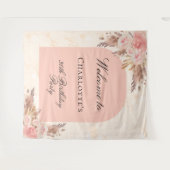 お誕生日パンパス草 ローズゴールド ブッシュ アーチ ウェルカム タペストリー (正面(横))