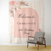 お誕生日パンパス草 ローズゴールド ブッシュ アーチ ウェルカム タペストリー (インサイチュ)