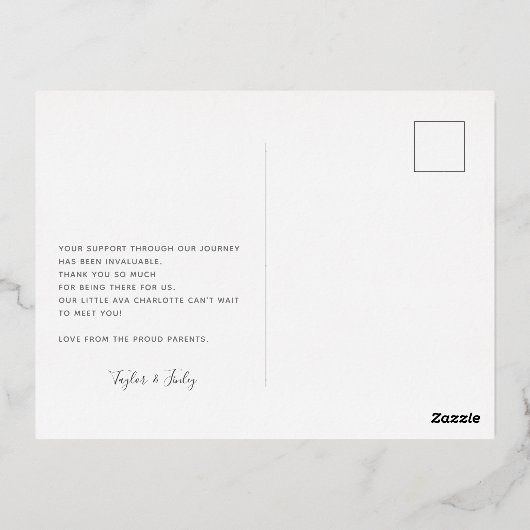 お誕生日パーソナライズされたおめでとうがき 箔シーズンポストカード (裏面)