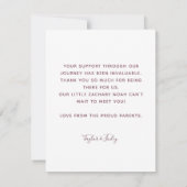 お誕生日パーソナライズされた発表カード (裏面)