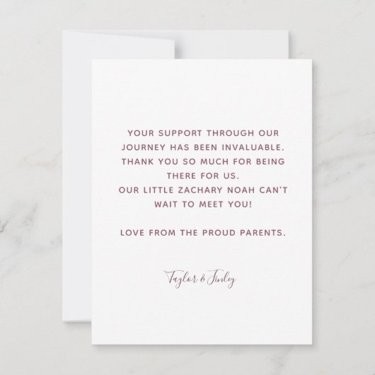 お誕生日パーソナライズされた発表カード (裏面)