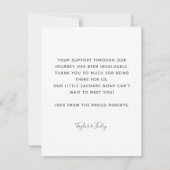 お誕生日パーソナライズされた発表カード (裏面)