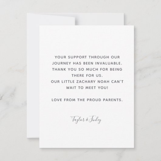 お誕生日パーソナライズされた発表カード (裏面)