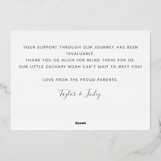 お誕生日パーソナライズされた発表カード 箔シーズンカード (裏面)