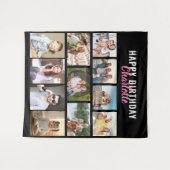 お誕生日パーソナライズ11枚写真コラージュ タペストリー (正面(横))