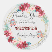 お誕生日パーティーのお祝いありがとう ラウンドシール (正面)