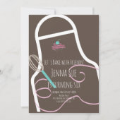 お誕生日パーティーのためのケーキ焼きエプロン 招待状 (正面)