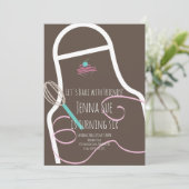 お誕生日パーティーのためのケーキ焼きエプロン 招待状 (スタンド正面)